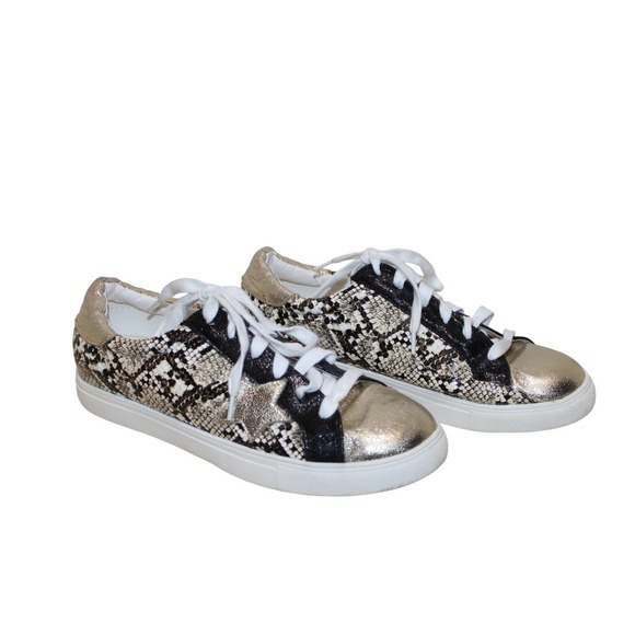 Nature Breeze Shoes - Nature Breeze Golden Glam Snakeskin FAB Metallic Star Sneakers Women 11